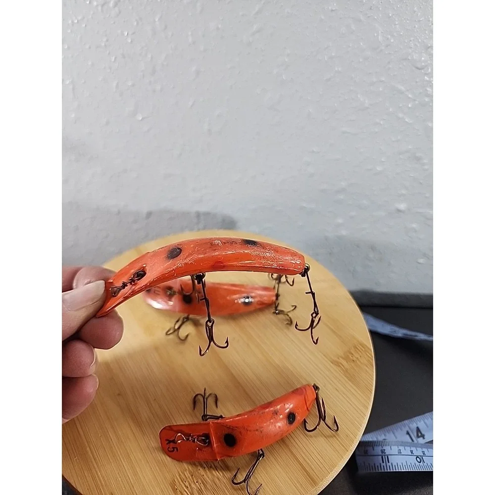 Helins Flat Fish U20 LU X5 Crankbait Orange & Black Vintage - Fishing Tackle 3